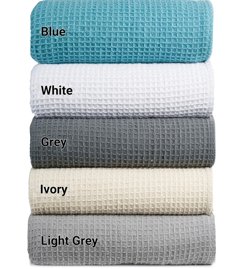 Tex Trend 100% Cotton Blankets â€“ Soft and Breathable Twin XL Waffle Blanket â€“ for Christmas & All Season Comfort â€“ Suitable for Bed Layering, Sofa, Couch and Chair - Blue (60â€x90â€) - Image 1